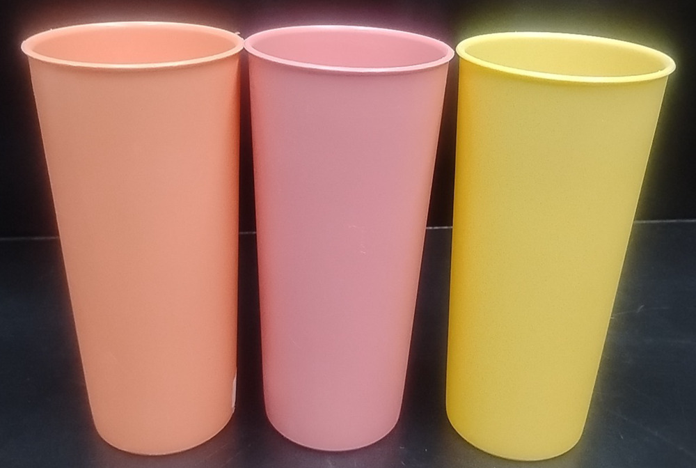 Vintage Tupperware F Tumblers 12 oz LOT of 3 Cups 115 orange pink yellow